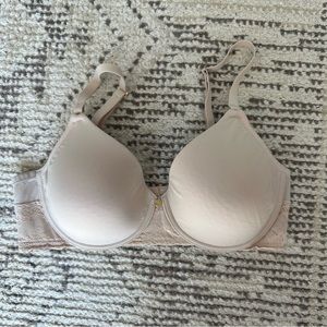 Natori Bliss Perfection Contour Underwire Bra Nude Tan Cream 34D Lace